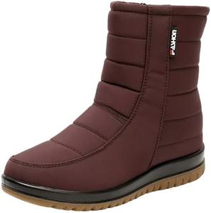 Женские зимние сапоги для снега - легкие утепленные мехом, водонепроницаемые ботильоны на каждый день, противоскользящая обувь в стиле кроссовок для холодной погоды Hhhchpm, Brown