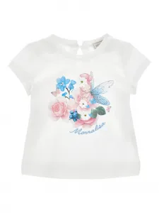 Футболка с цветочным принтом Monnalisa, белый