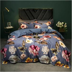 Generic Комплект постельного белья из сатинового египетского хлопка 1400TC с цветочным принтом