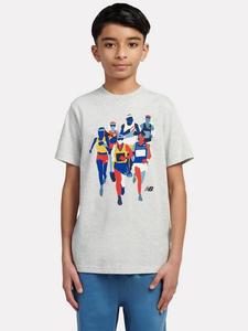 Детская хлопковая футболка с коротким рукавом и принтом New Balance, Ash Heather