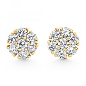 Серьги-гвоздики с бриллиантами 3/4 карата, 7 камней, завинчивающиеся, из 14-каратного золота, выращенного в лаборатории Pompeii2, желтый