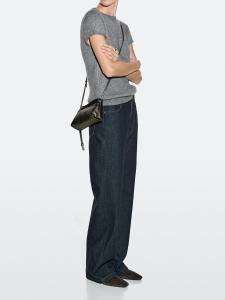 Сумка-пауч из кожи наппа через плечо Massimo Dutti, silver