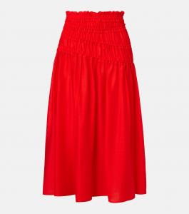 Юбка миди со сборками Tory Burch, Deep Poppy