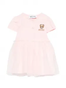 Платье с вышитым логотипом Moschino Kids, розовый