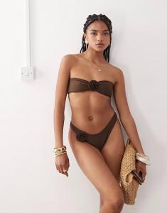 Бикини-топ-бандо Miss Selfridge в шоколадном цвете