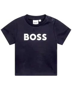 Детская хлопковая футболка для мальчика BOSS Kidswear, темно-синий