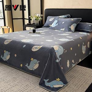 Yalu Комплект постельного белья из велюра (простыня 200х230 см, 2 наволочки), цвет Little Whale, утепленный