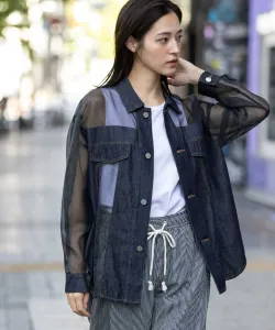 Джинсовая*Прозрачная джинсовая рубашка для стыковки