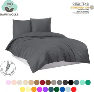 Комплект постельного белья, пододеяльник, 100% хлопок, 155х220, 135х200, 200х200, 200х220, цвет: антрацит, размер: 4 предм., 155 х 220 см Mixibaby
