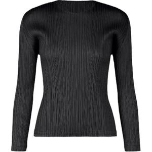 Pleats Please плиссированный топ с длинными рукавами ISSEY MIYAKE, черный