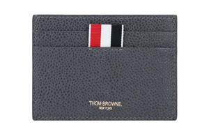 Thom Browne Кожаный держатель для карт с аппликацией, мужской, темно-серый