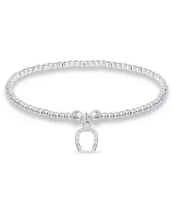 Браслет с подвесками в виде подковы из бисера, посеребренный Macy'S, silver