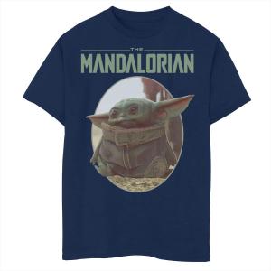 Футболка с изображением круга и портрета для мальчиков 8–20 лет «Звездные войны, мандалорец, ребенок» Star Wars, синий