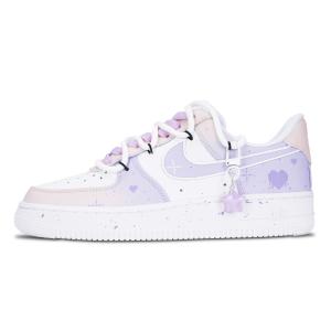 Nike Кроссовки для скейтбординга Air Force 1 женские, низкие, белые/фиолетовые