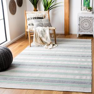 Ковер SAFAVIEH, 183 x 275 см, Montauk Collection - , Turquoise, ручной работы, полосатый хлопок, идеально подходит для помещений с высокой проходимостью в гостиной, спальне (MTK536K)