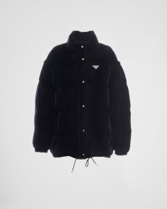 Трансформируемая пуховая куртка из бархата Prada, черный