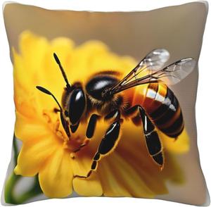MDATT Декоративная подушка квадратная Honey Bee and Flower Honey Bee and Flower