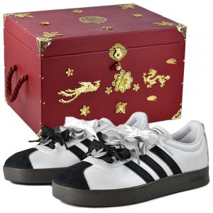 Adidas Neo VL Court 2.0 низкие скейтерские кроссовки унисекс черные серебристые - черные с мелкими серебристыми цветами - подарочная коробка премиум-класса 3