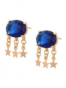 Faina Женские серьги-гвоздики из розового золота и темно-синего цвета