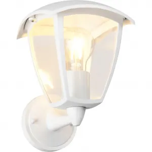 Настенный уличный светильник TRIO VENTA, фонарь для фасада дома, без 1x E27 макс. 10 Вт, IP44 E27 1 шт., теплый белый - холодный белый, настенный светильник в форме фонаря, направленный вверх, абажур из пластика Trio Leuchten, Weiß matt