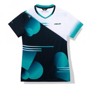 Футболка для бадминтона женская синяя CORALIAN