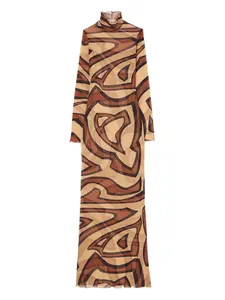 Платье с водолазкой и волнообразным принтом Pucci, нейтральный