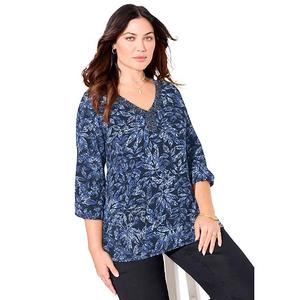Женский топ Sofia Knit plus size Catherines, Navy Batik Leaves