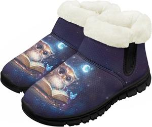 Зимние сапожки для малышей, теплые снежные ботинки, уютные пушистые детские ботильоны, уличная модная обувь для мальчиков и девочек Chririnla, Book Owl