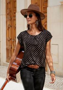 LASCANA Женский топ с бохо-принтом, черный