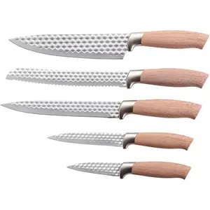 Набор ножей KING «NATURELLE», (набор, 5 предметов, 5 кухонных ножей), лезвия с сотовой структурой, ручки под дерево, цвет Holzfarben