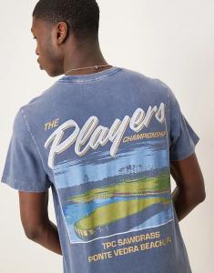 Футболка с графическим элементом на спине Abercrombie & Fitch темно-синего цвета