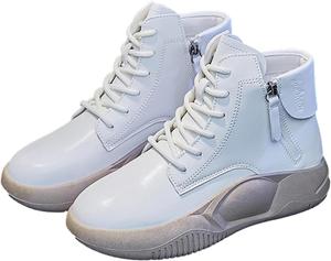 Женские удобные кроссовки Ctreela с поддержкой свода стопы, шнуровкой, высоким голенищем, боковой молнией и удобной посадкой, короткие ботильоны, White