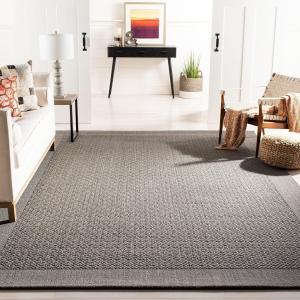 Ковер SAFAVIEH, 244 x 305 см, Palm Beach Collection, Ash, дизайн Sisal & Jute, идеально подходит для помещений с высокой проходимостью в гостиной, спальне (PAB355E)