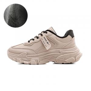 WARRIOR Скользоустойчивые износостойкие легкие утепленные утепленные флисом низкие массивные кроссовки женские Light Coffee, цвет Light Coffee-Fleece-Lined