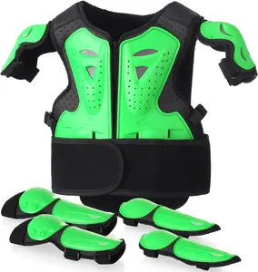 Защита груди для мотокросса yeesport для детей, регулируемая мотоциклетная куртка с налокотниками и наколенниками для езды на велосипеде, коньках и самокате., Green