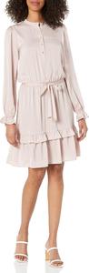 Tommy Hilfiger Женское платье Tommy Hilfiger с длинными рукавами, пуговицами спереди и юбкой с воланом, Bermuda Pink