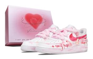 Nike Детские низкие кроссовки Air Force 1 Dish Dream из кожи с противоскользящей амортизацией и износостойкостью, розовые