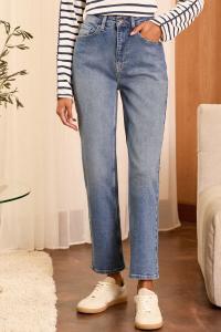 Джинсы прямого покроя с высокой талией Love & Roses, синий