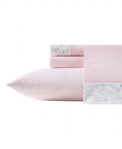 Комплект постельного белья Loveston из 4 предметов, хлопковый перкаль, плотность ткани 200 нитей, размер King Laura Ashley, розовый