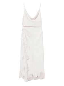 Платье-комбинация из атласа с кружевной отделкой TWINSET, белый