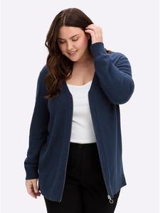 Кардиган темно-синего меланжевого цвета sheego