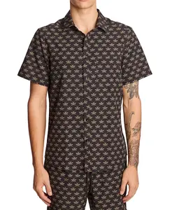 Мужская приталенная рубашка для плавания Gilby с коротким рукавом и принтом на пуговицах спереди Paisley & Gray, черный