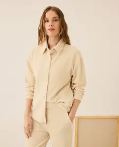 Рубашка на пуговицах с карманами и длинными рукавами Stella Rittwagen, экрю