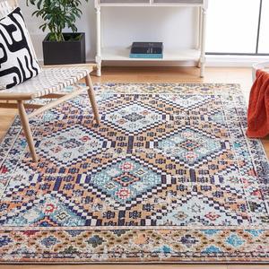 Ковер SAFAVIEH, 92 x 153 см, Madison Collection, Orange & Beige, дизайн Boho Diamond Distressed, не линяет и прост в уходе, идеален для помещений с высокой проходимостью: прихожей, гостиной, спальни (MAD418P)