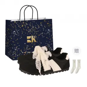 Boldi Kuki Женские низкие кэжуал кеды черные с носками в подарочной упаковке, цвет Black (Shopping Bag-Comes with Socks)