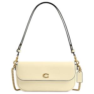 COACH Желтая кожаная сумка через плечо с клапаном среднего размера