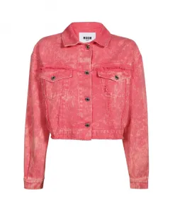 Джинсовая куртка с логотипом, 100% хлопок. Msgm, розовый