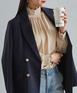 Блузка из трикотажа в рубчик с фестончатым краем Ranan, цвет Ecru