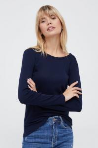 Хлопковый топ с длинными рукавами United Colors of Benetton, темно-синий