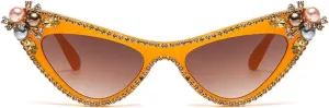Солнцезащитные очки Melrose Diamonds для женщин, роскошные, со стразами, уникальные модные солнцезащитные очки большого размера, женская модель 2412, Orange